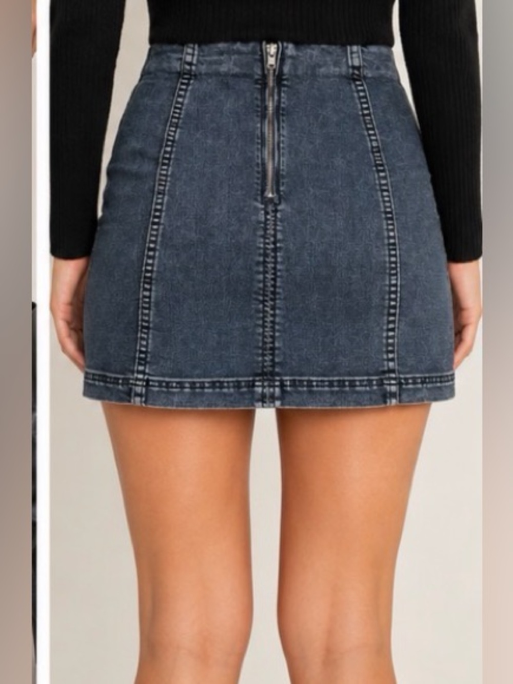 Free People Modern Femme Dark Wash Denim Mini Skirt 4 Y2K Indie Sleaze - Picture 3 of 9